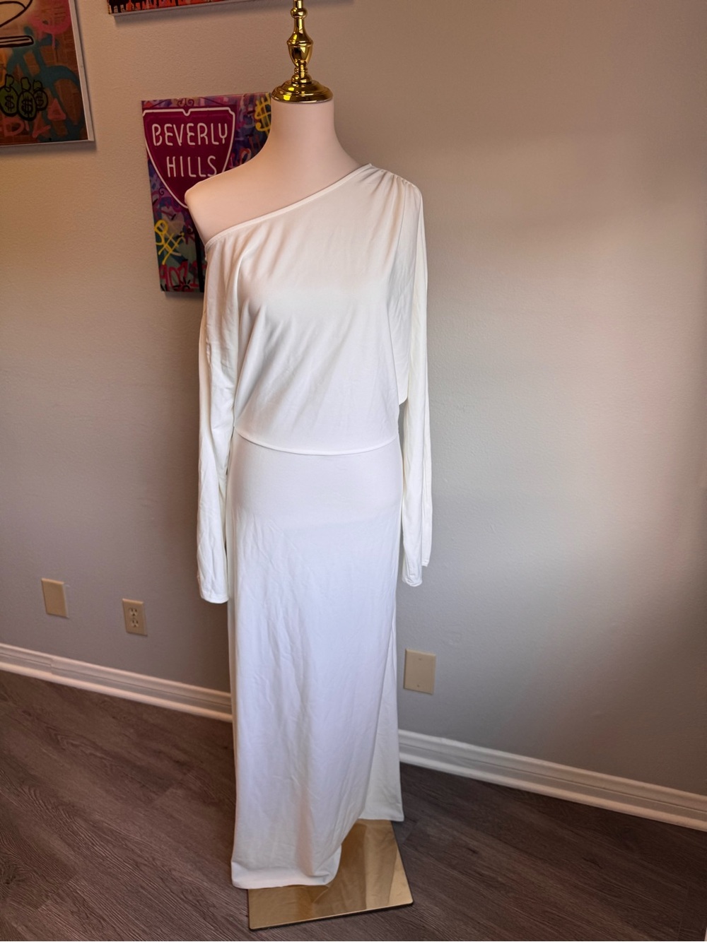 One-Shoulder White Maxi Dress